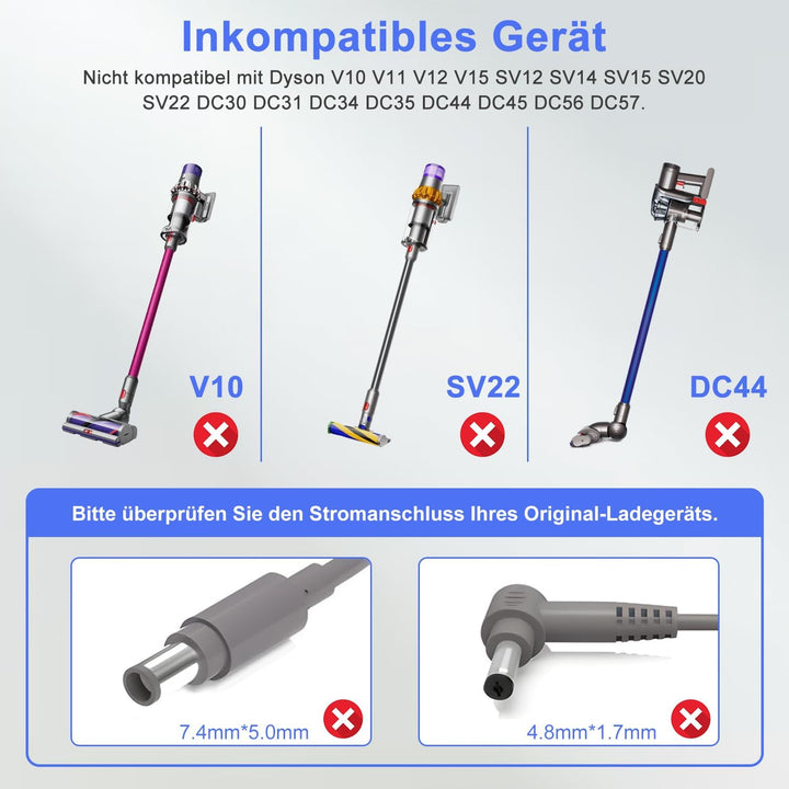 LIANSUM 26.1V Ladekabel Netzteil für Dyson V8 V7 V6 DC58 DC59 DC60 DC61 DC72 SV03 SV04 SV05 SV06 SV0