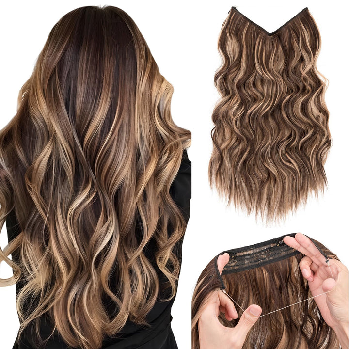 Silk-co Haarverlängerung mit Gummiband, Einstellbar Secrets Haarteil Synthetik, Extensions mit Schnu