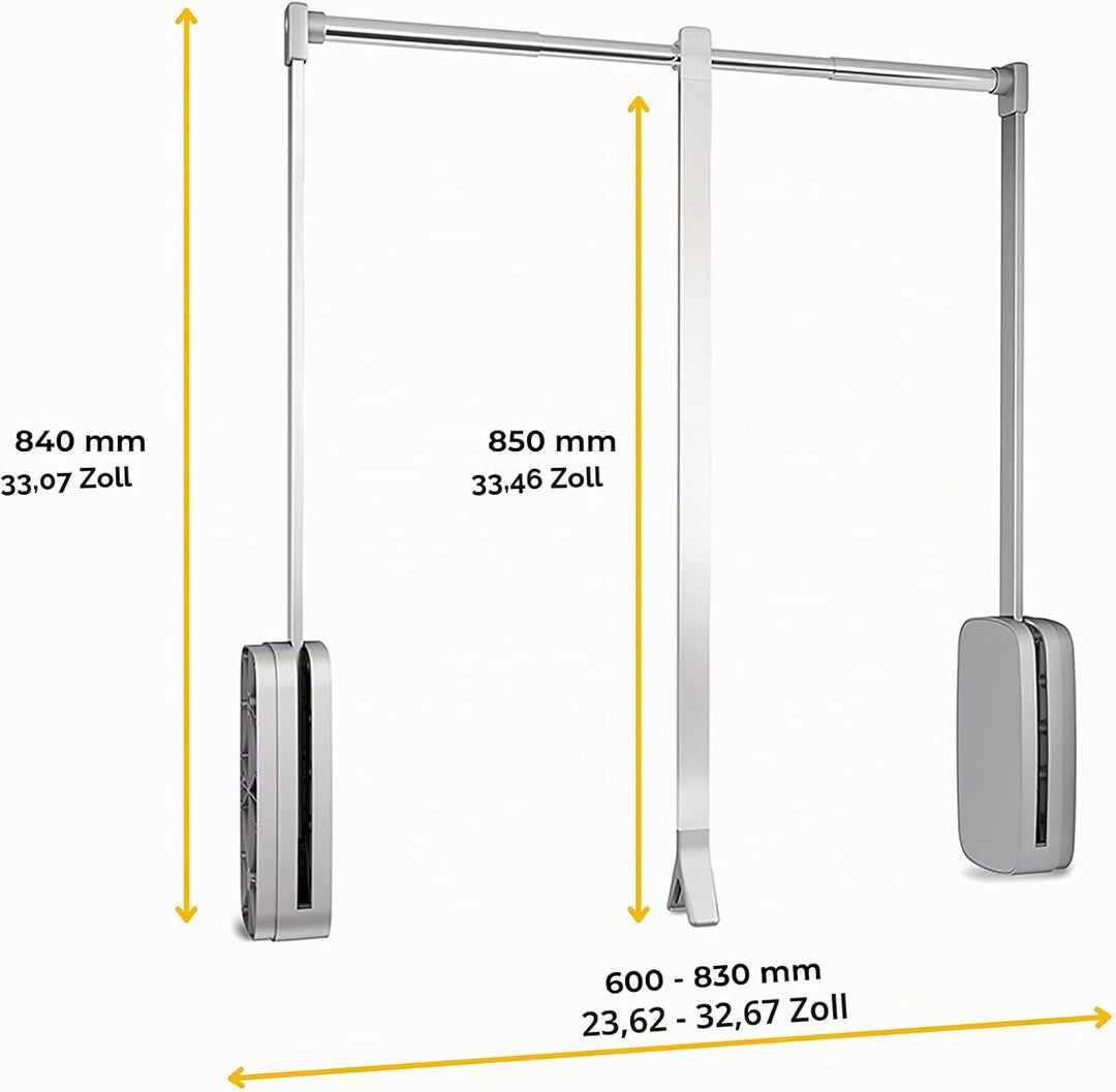 EMUCA Kleiderlift für Schrankbreite, kleiderschranklift, 600-830mm breite regulierbar, Verchromt, Me