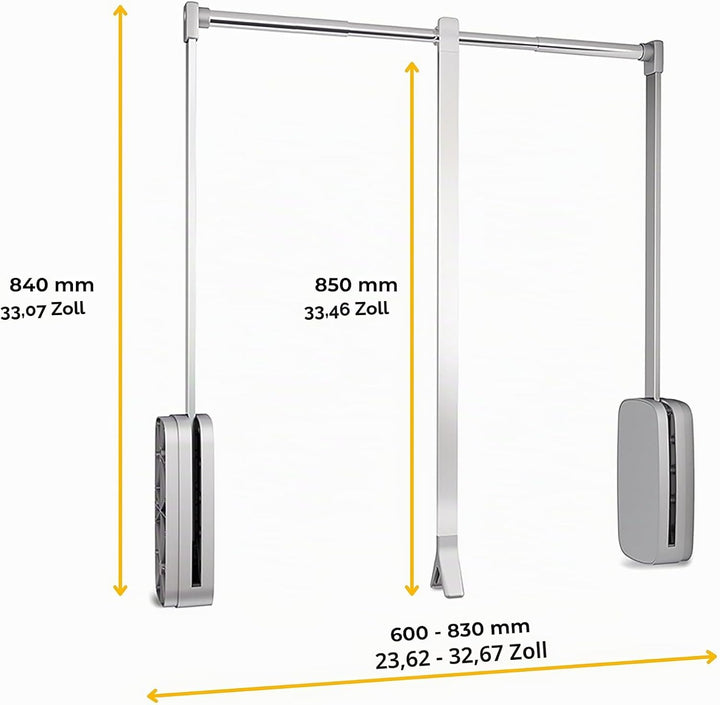 EMUCA Kleiderlift für Schrankbreite, kleiderschranklift, 600-830mm breite regulierbar, Verchromt, Me