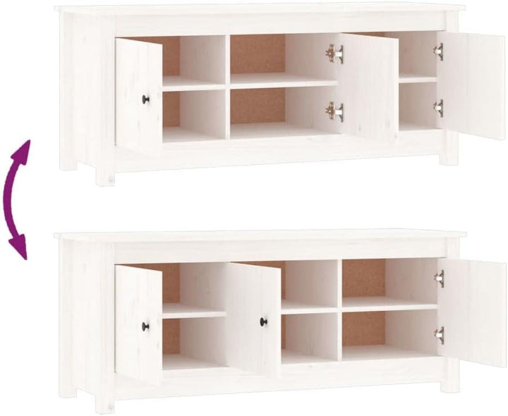 Schuhschrank aus Massives Kiefernholz 110x38x45,5cm Weiss Schuhschrank Holz Platzsparendes Schuhrega