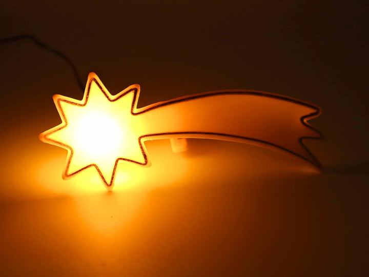 555 Komet - Stern gelb für Krippe mit Beleuchtung - Krippenbeleuchtung - Kunststoff - klare Glühlamp