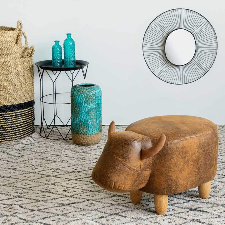 balvi Hocker La Vache Farbe Braun In Form Einer Kuh Holzbeine Kunstleder/Holz, Brau