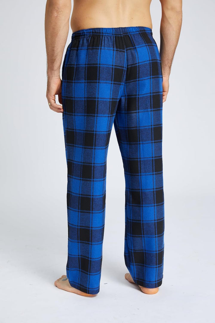 Jveyvth Herren Pyjamahose Flanell Baumwolle kariert Schlaf & Lounge Hose, PJ Hose mit Taschen und Kn
