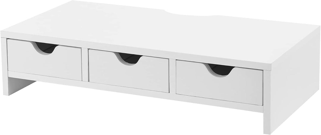 [en.casa] Monitorständer Ruovesi mit 3 Schubladen Monitorerhöhung für Laptop Bildschirme Unterbau bi