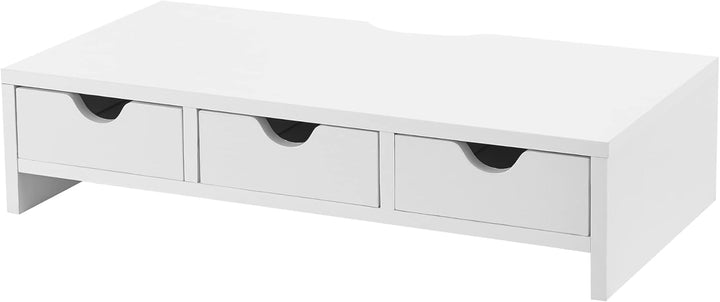 [en.casa] Monitorständer Ruovesi mit 3 Schubladen Monitorerhöhung für Laptop Bildschirme Unterbau bi