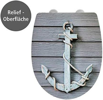 WENKO WC-Sitz Rope mit Relief, Strukturierte Oberfläche, Toilettendeckel mit Absenkautomatik, aus br