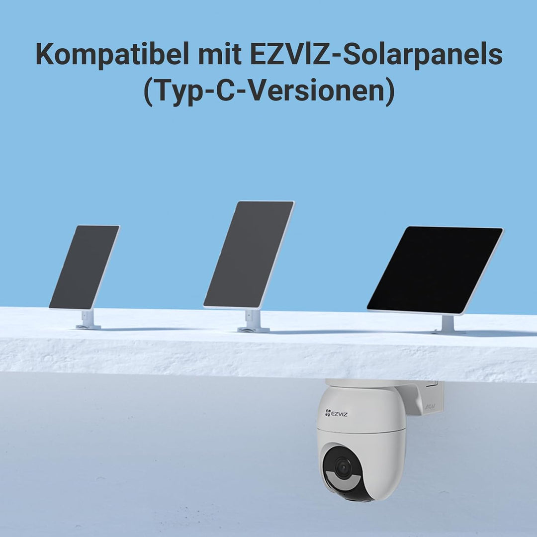 EZVIZ 4G LTE Überwachungskamera Aussen Solar, mit SIM Karte Slot, 360° PTZ Kabellose Kamera ohne WLA