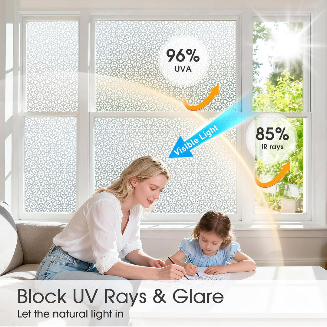 Lifetree Fensterfolie Blickdicht Selbsthaftende Sichtschutzfolie Fenster Dekofolie Privatsphäre Stat