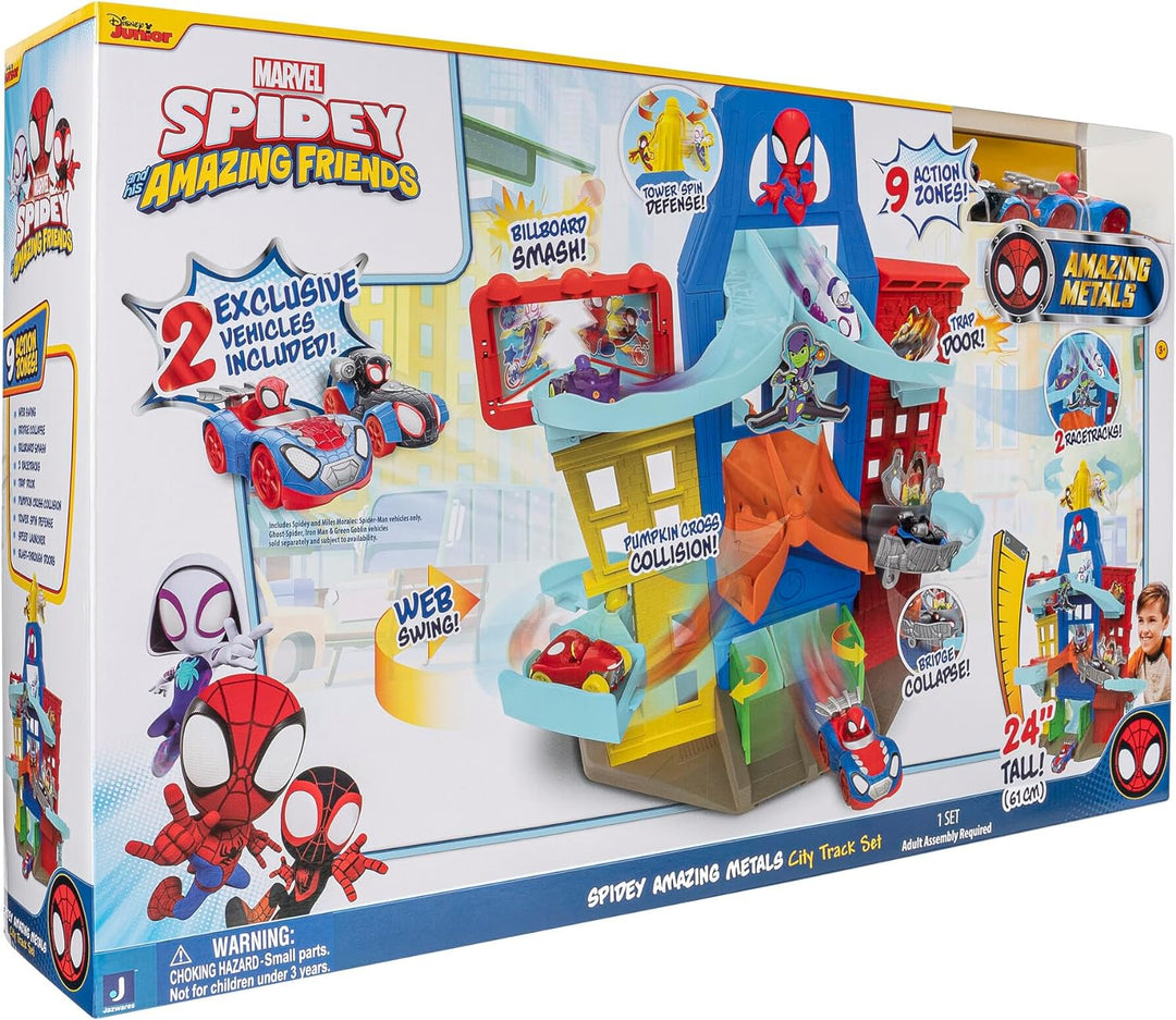Spidey und seine Super-Freunde SNF0202 - Metall Fahrzeug City Track Set, Spielzeug ab 3 Jahren