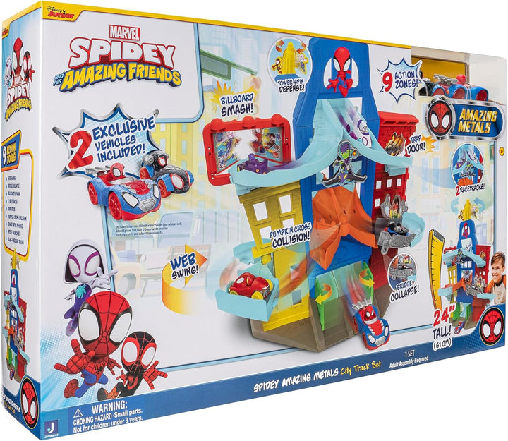 Spidey und seine Super-Freunde SNF0202 - Metall Fahrzeug City Track Set, Spielzeug ab 3 Jahren
