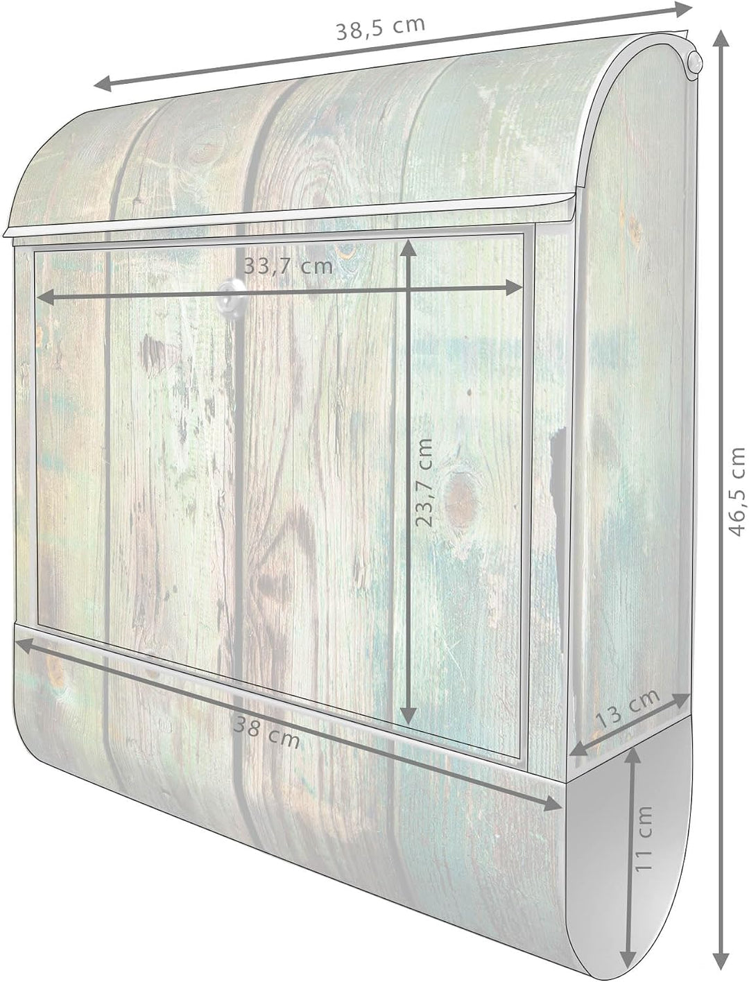 banjado® Design Briefkasten mit Motiv Grünes Holz 39x47x14cm &amp; 2 Schlüssel - Briefkasten Stahl Silbe