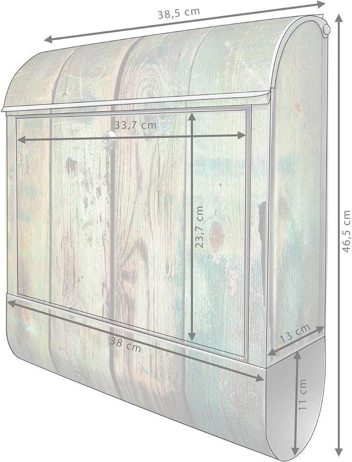 banjado® Design Briefkasten mit Motiv Grünes Holz 39x47x14cm &amp; 2 Schlüssel - Briefkasten Stahl Silbe