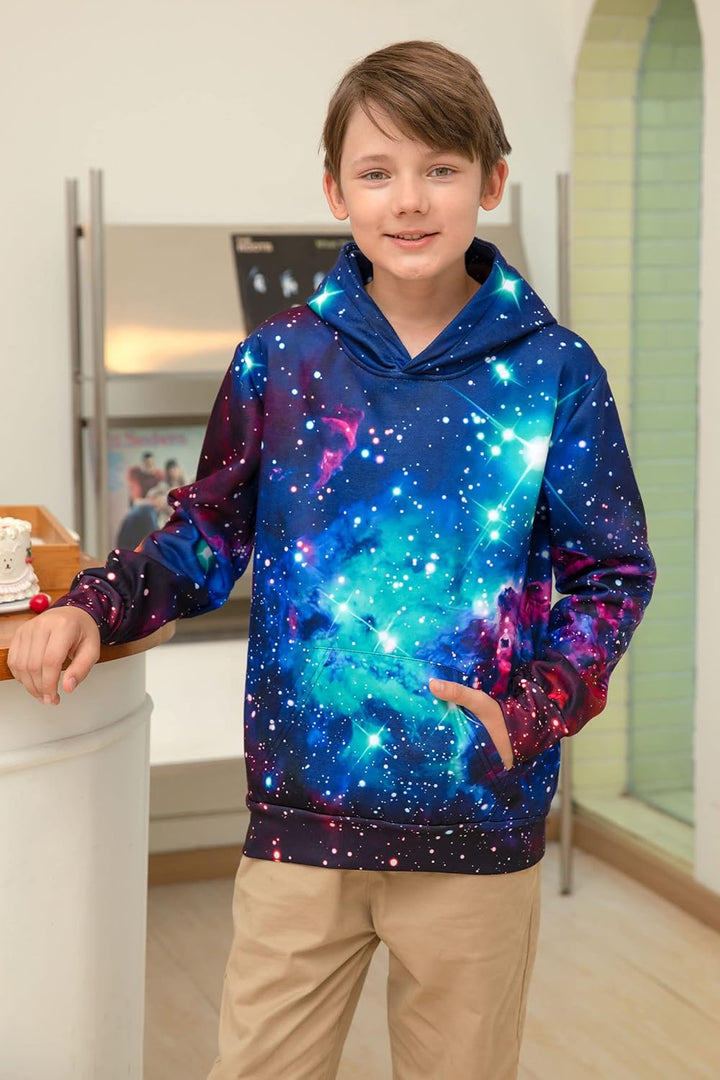 Fanient Pullover Jungen Mädchen 3D Print Fleece Hoodie Kinder Hooded Sweatshirt with Kangaroo Pocket