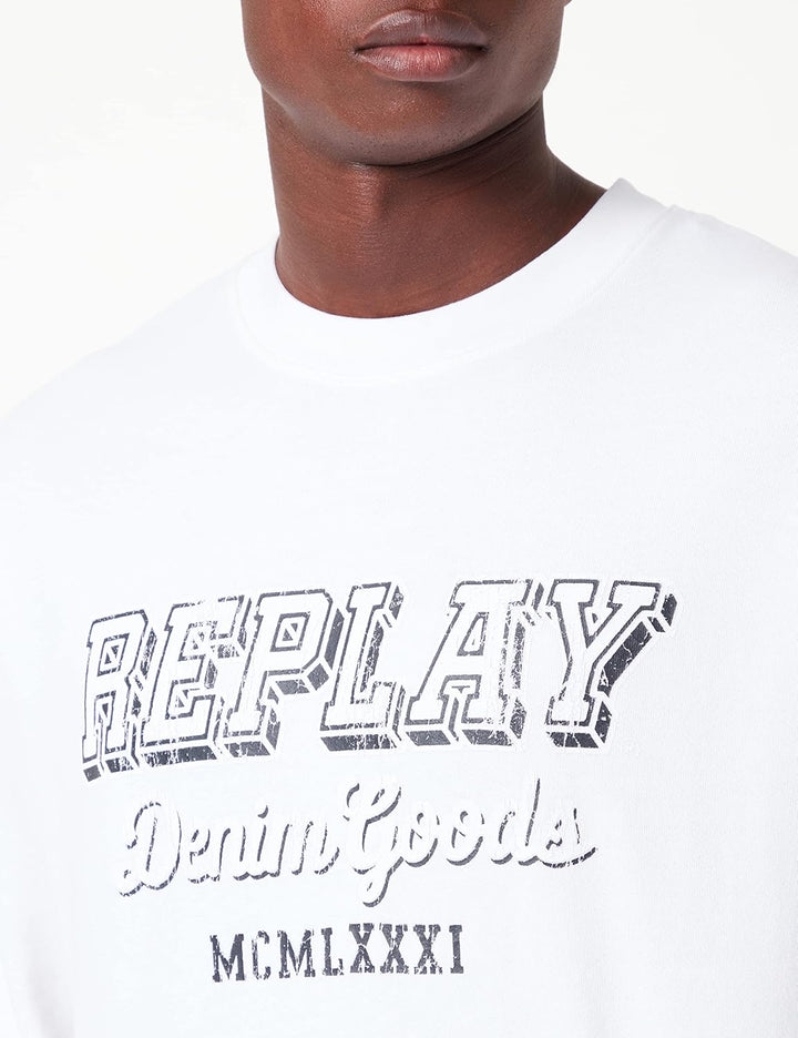 Replay Herren M6314 Sweatshirt Casual M 001 White, M 001 White