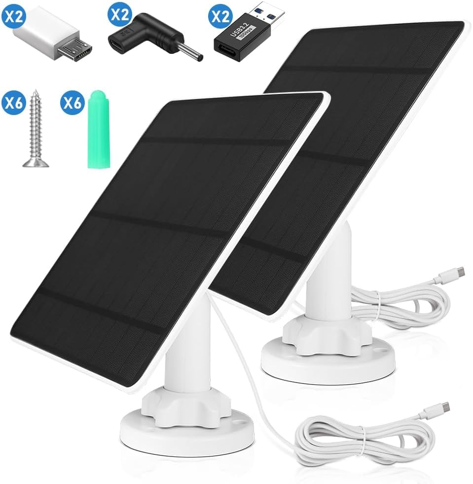 5W Solarpanel für Überwachungskamera Aussen Akku, 5V Solarmodul ist kompatibel mit WYZE Battery Cam