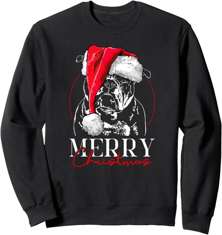 Santa Old English Bulldog Merry Christmas Weihnachten Hunde Sweatshirt