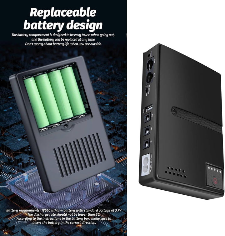 Mini UPS Unterbrechungsfreie Stromversorgung, USB 18 W Ausgang DC USV Batterie-Backup für Kamera-Rou