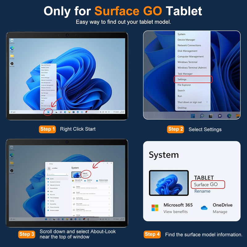 INFILAND Hülle für Microsoft Surface Go 4(2023)/Go 3(2021)/Go 2(2020)/Go(2018) Tablet Kristallklar T