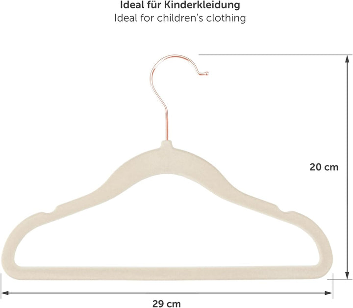 Blumtal Kinderkleiderbügel 30 Stück mit Samtbezug - 360° drehbare Kinder Kleiderbügel - platzsparend