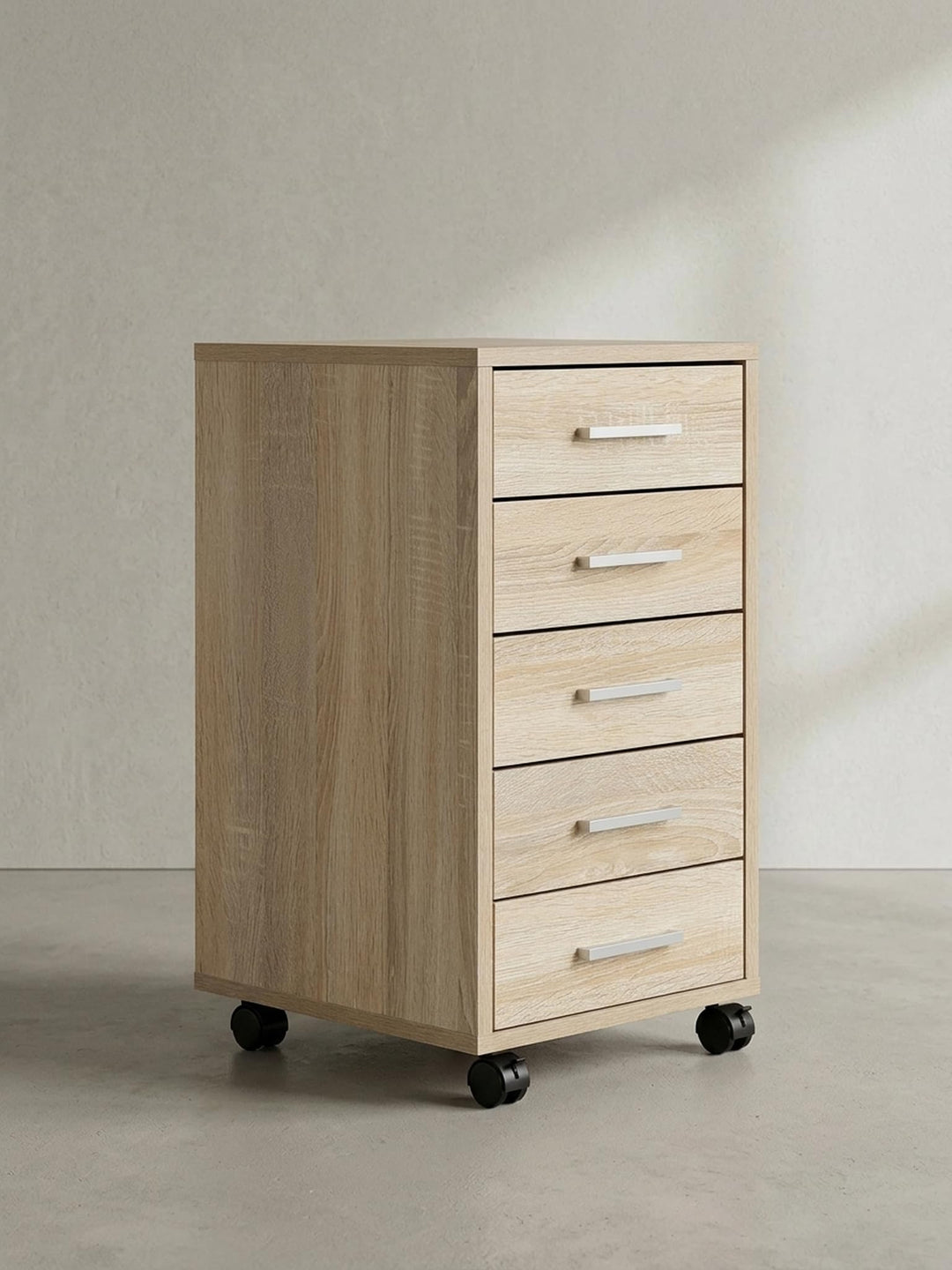 Schubladenschrank ITTER Holz: 5 Schubladen, Rollen, melaminharzbeschichtet - KADIMA DESIGN. Farbe: B