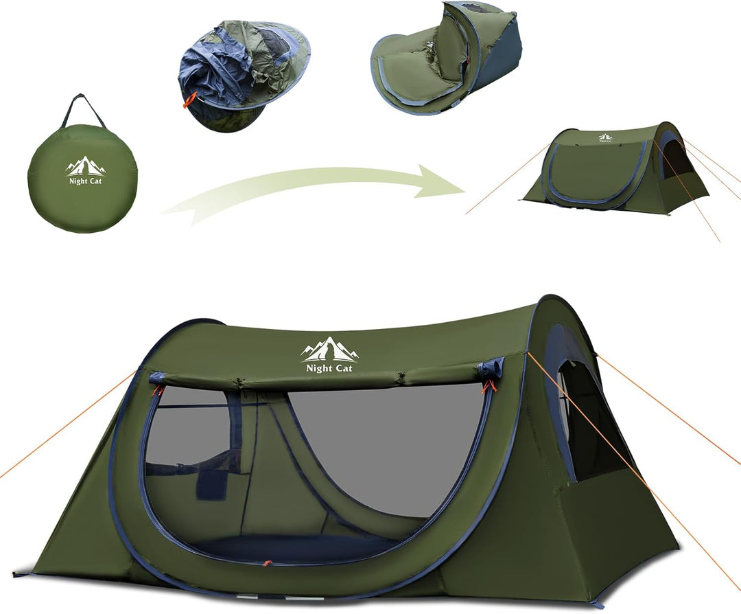 Night Cat Pop Up Zelt 2 Person: Wasserdicht Camping Zelt Atmungsaktiv Einfache Einstellung im Park u