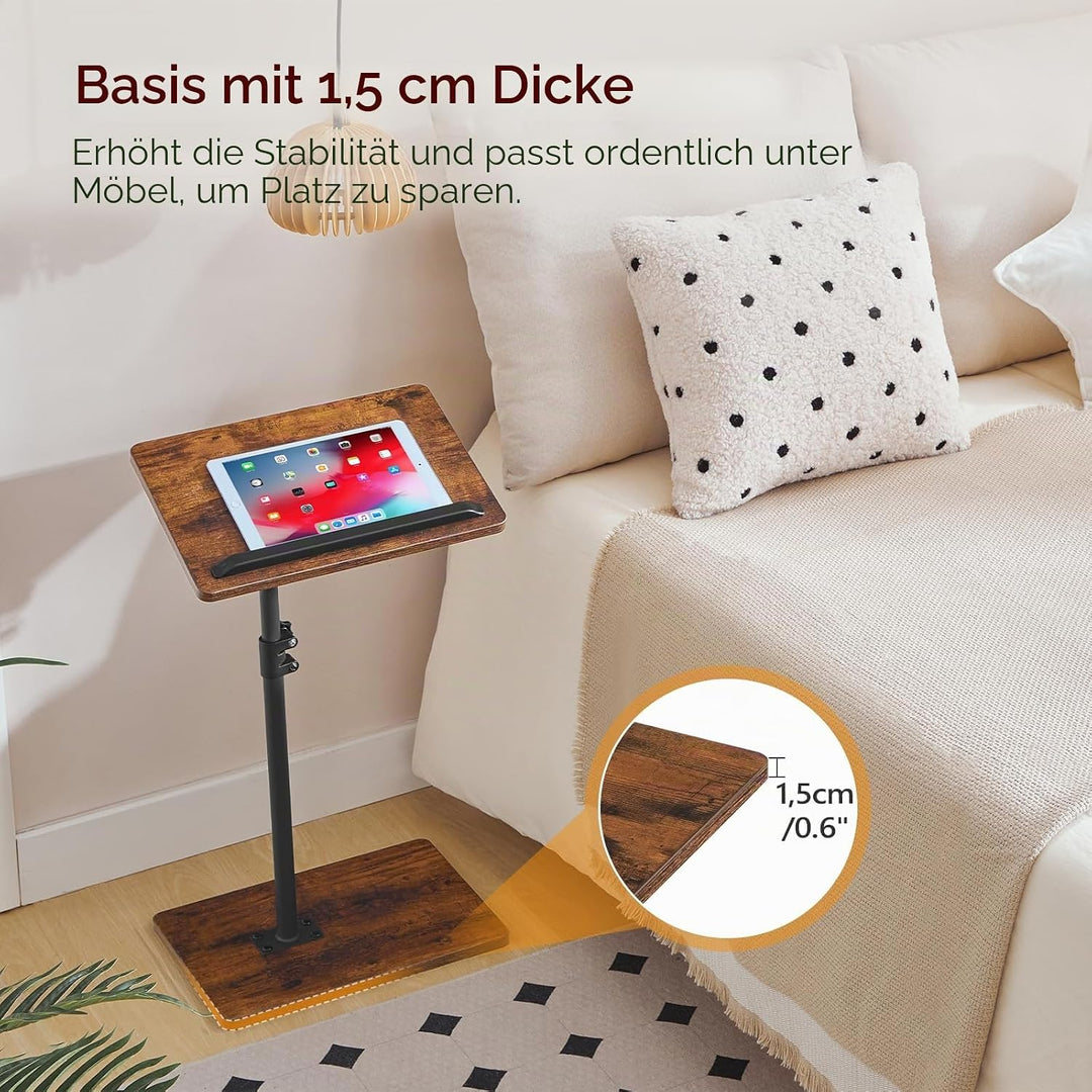 360° Drehbarer Beistelltisch, C-Form, Wohnzimmertisch mit Einstellbarer Höhe von 50,8-75 cm, Nachtti