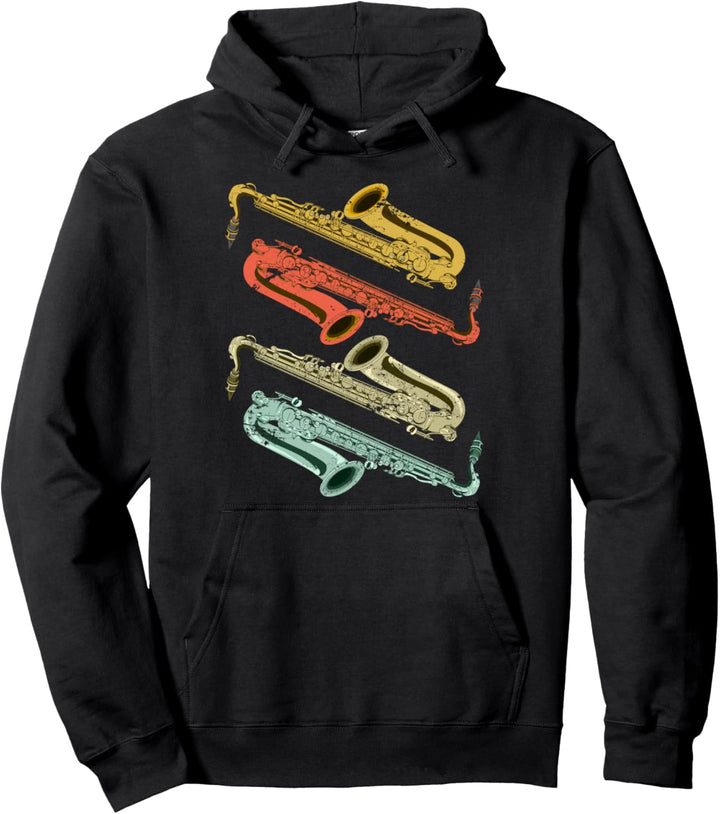 Retro Jazz Musikinstrument Musik Saxophonist Saxophon Pullover Hoodie