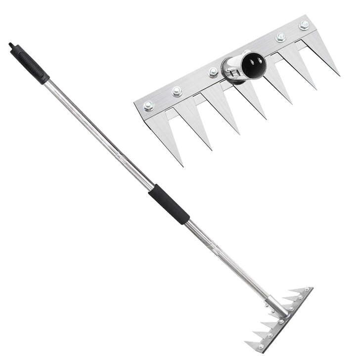 Gartenrechen mit 1,2m Metallgriff, Garden Harke Mehrzweck Garten Unkraut Werkzeug, Unkrauthacke, Tra