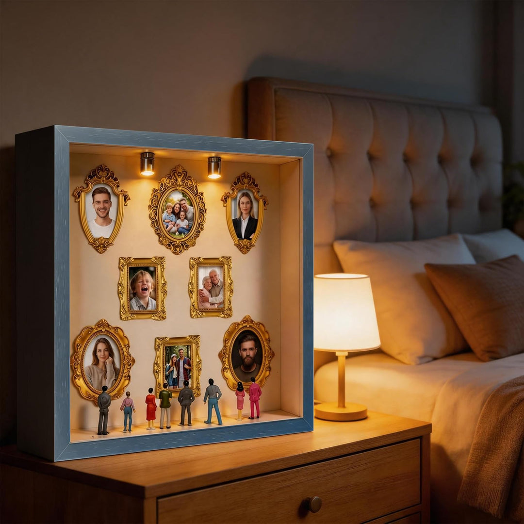 DIY Mini Museum Silhouette Box, Mini Menschen Figuren Museum mit Mini Bilderrahmen Vintage & Miniatu