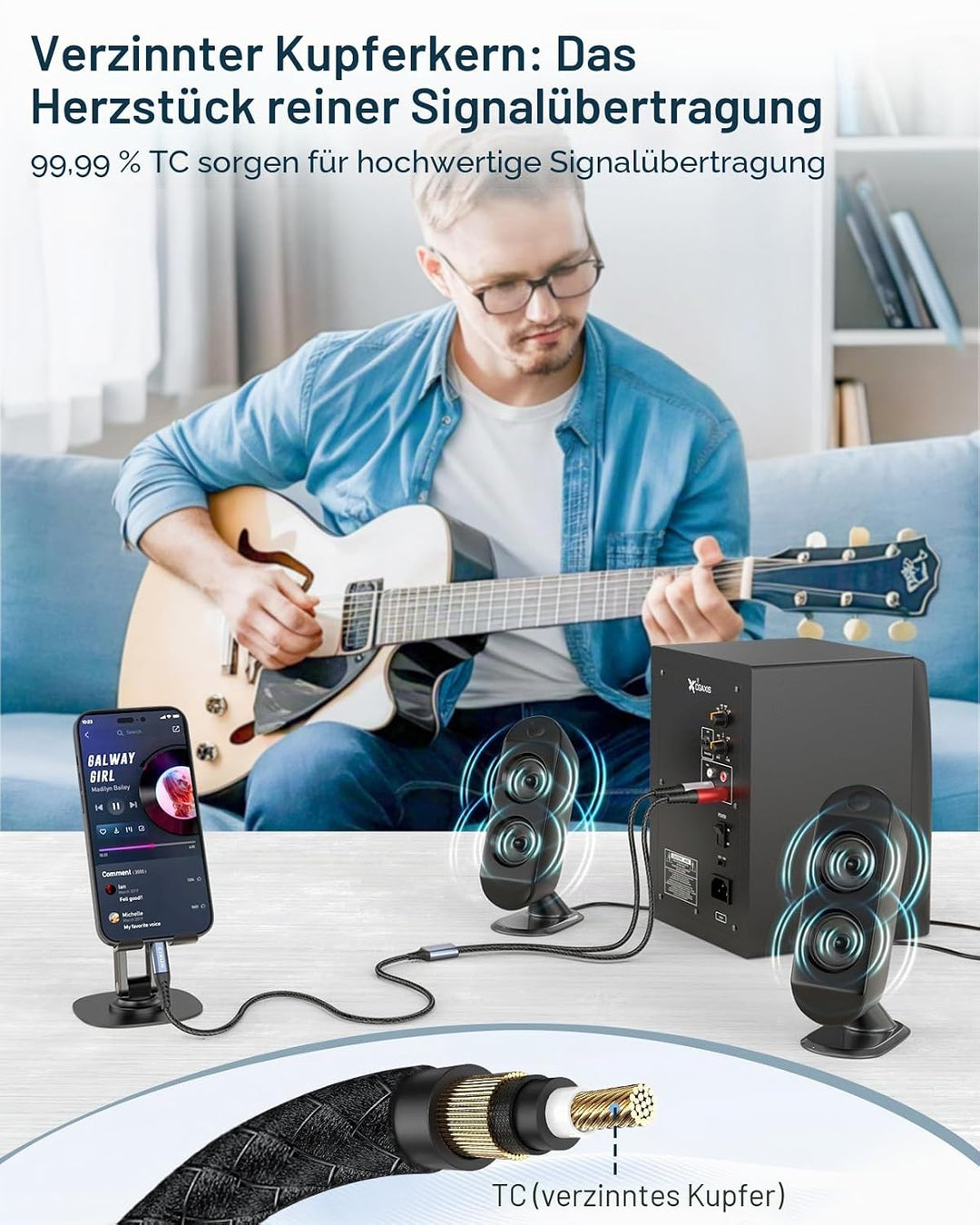 USB C auf Dual XLR Mikrofonkabel Type C auf XLR Male Output Stereo Kabel Kompatibel (1M/3.3Ft), 1M/3