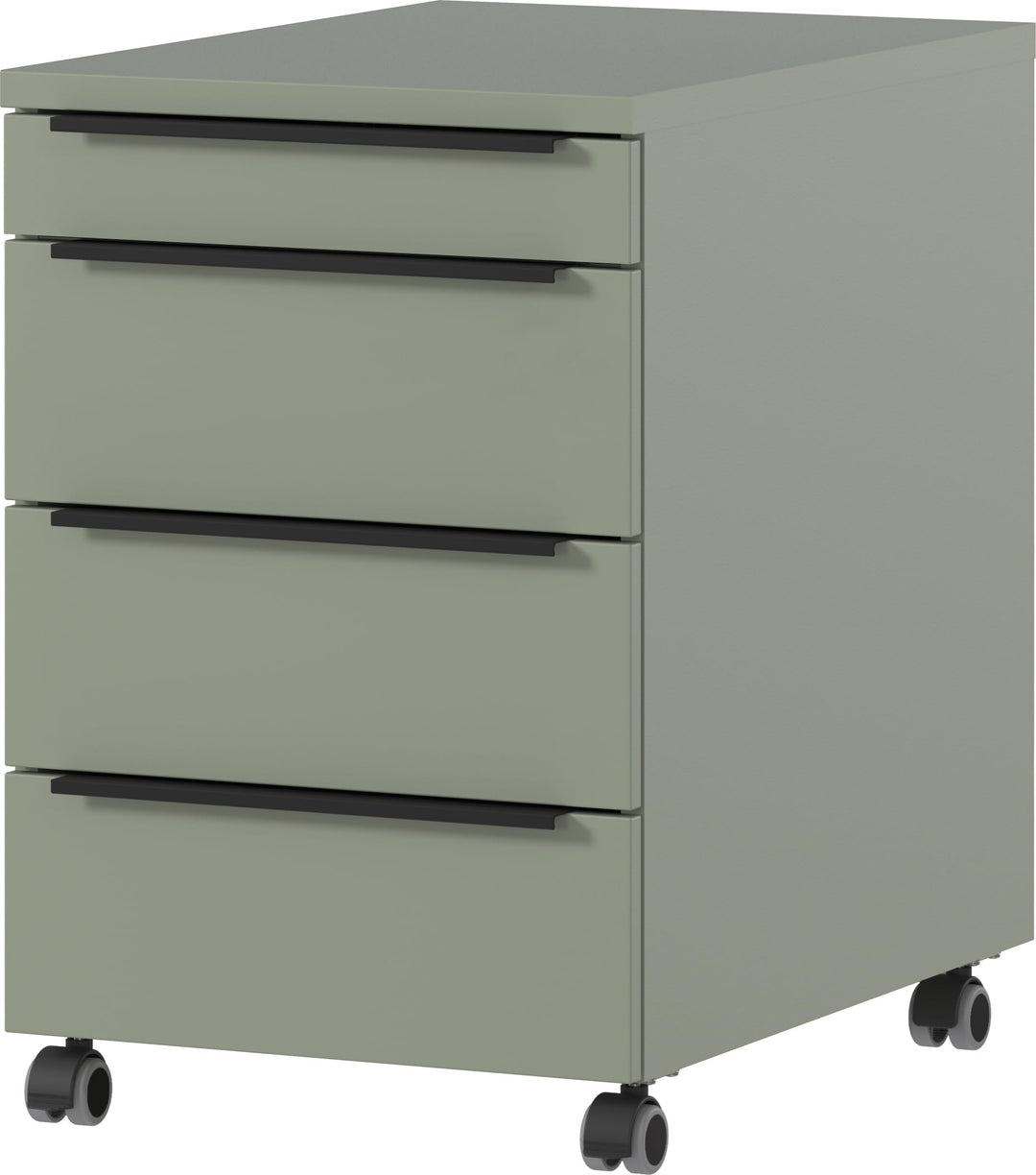 Germania Rollcontainer 4377-628, in Taupegrün, mit Utensilienfach, 42 x 63 x 60 cm (BxHxT), Taupegrü