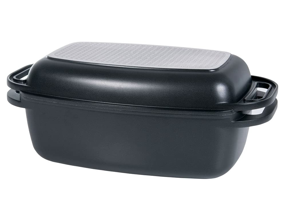 AMBITION Bräter Magnat 2 in 1 Deckel als Bratpfanne oder Grill 32 x 21 cm 5,6 L für Backofen und Her