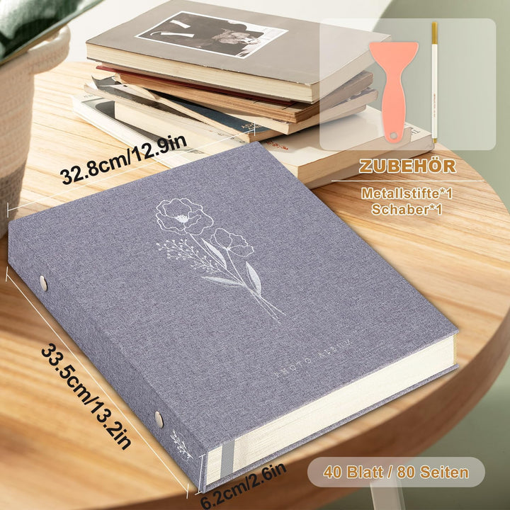 Lanpn Fotoalbum Selbstklebend Einkleben Scrapbook, Leinen Gross Weisse Seiten Fotobuch zum Selbstges