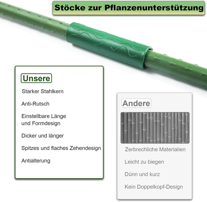 20x Pflanzstäbe Rankhilfe, Kunststoff Beschichtetes Stahlrohr Rostfrei Pflanzenstab, Pflanzstab mit