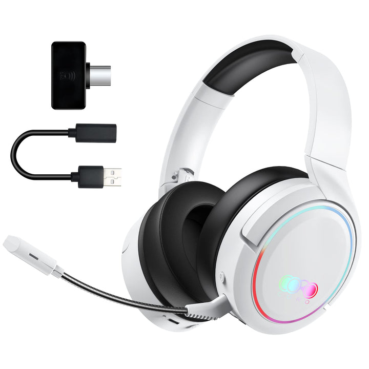 Kabelloses Gaming-Headset, Bluetooth Kopfhörer mit Mikrofon, 2,4 GHz Wireless Headphones Over-Ear Ko