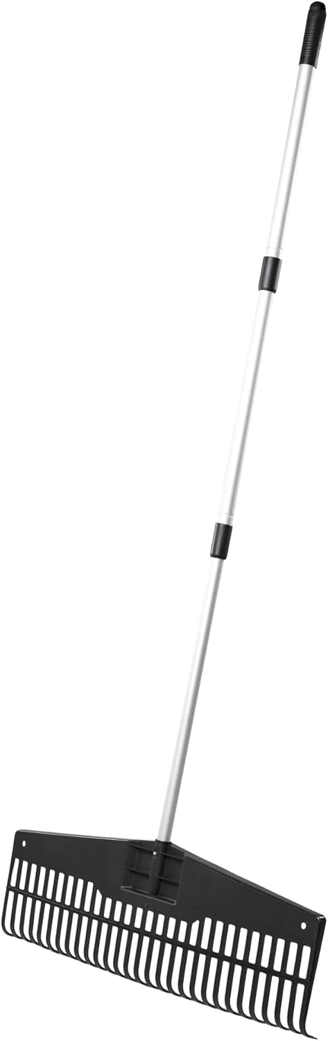 UPP Jumbo Garten Rechen: stufenlos von 75cm - 150 cm Aluminium Teleskopstiel für effizientes Gartenr