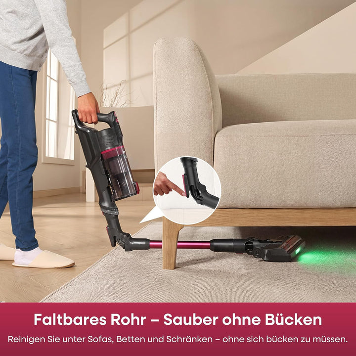 FAMIVAC FV3 Akku Staubsauger 60KPa/50Min/120㎡, Staubsauger Kabellos mit Klappbares Rohr, Selbststehe