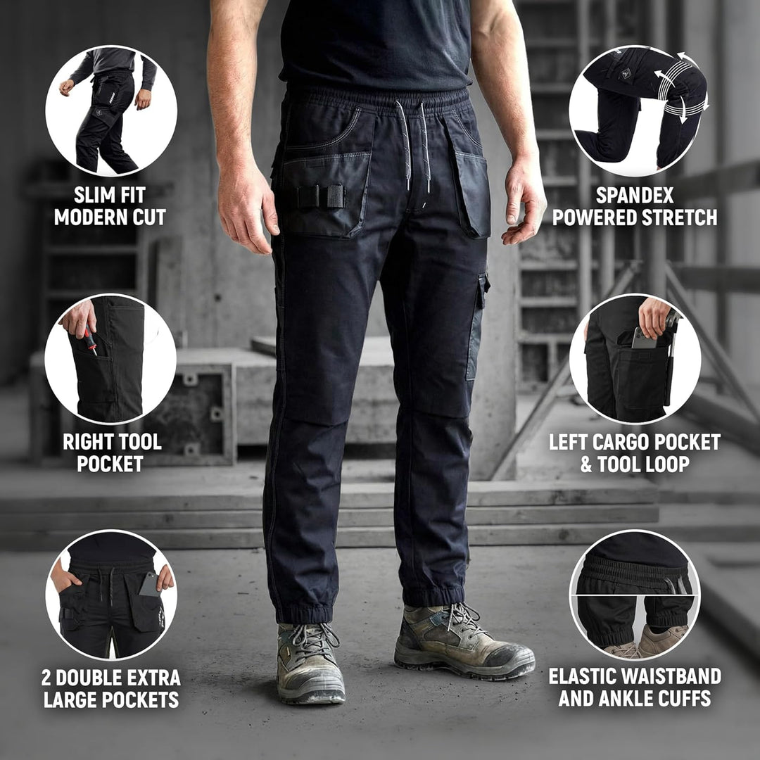 DINOZAVR Revolt Sport Stretch Herren Hose - Stretch Herren Arbeitshose - elastische Männer Bundhose