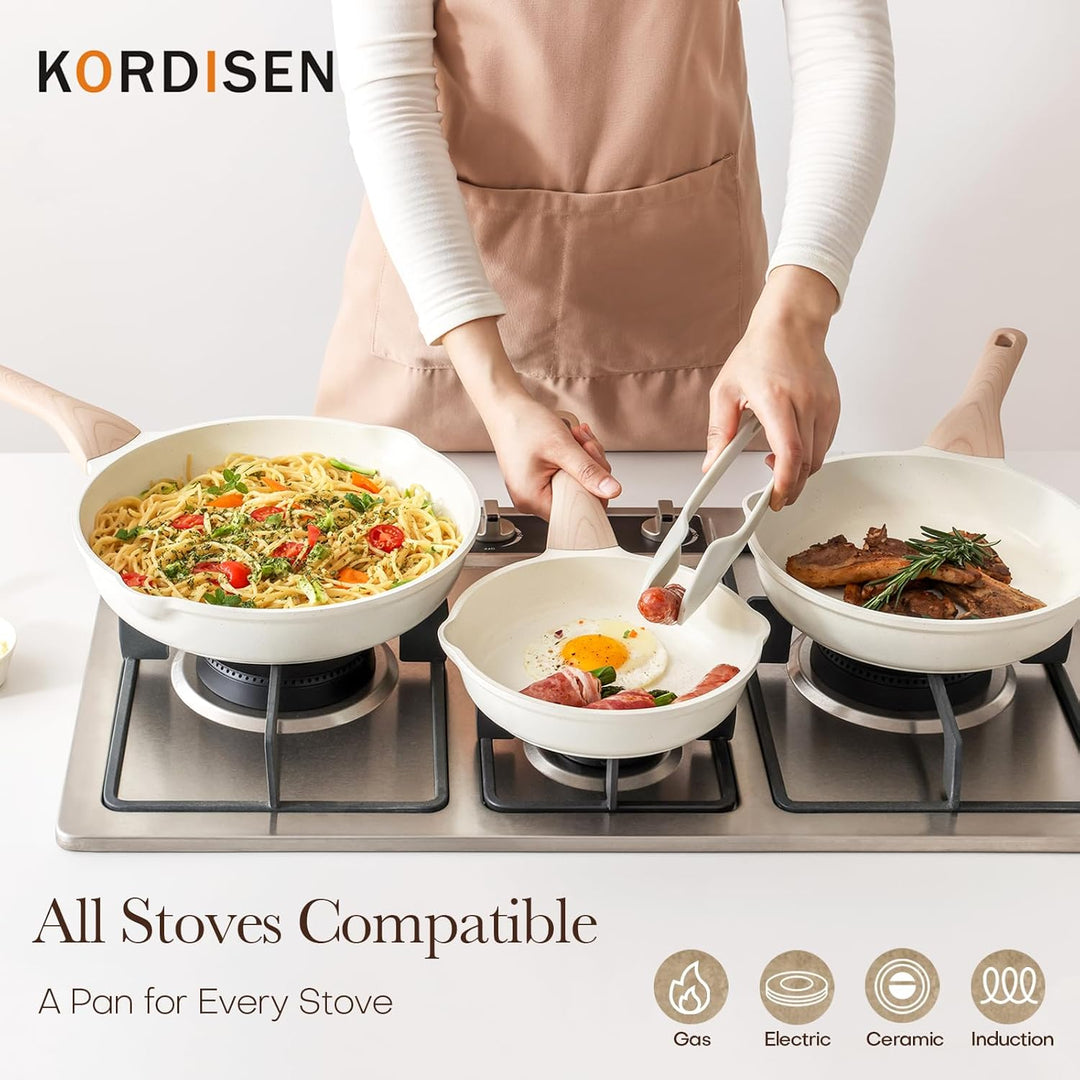 Kordisen Keramik Bratpfanne 24 cm Induktion, Antihaft Keramik Pfanne, Gesund und Ungiftig, PFOA und