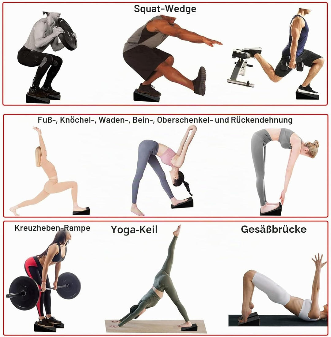 Wadendehner & Schrägbrett 2er Set, Mobilitätskeil, Fersenkeil als Squat Wedge für tiefere Kniebeugen