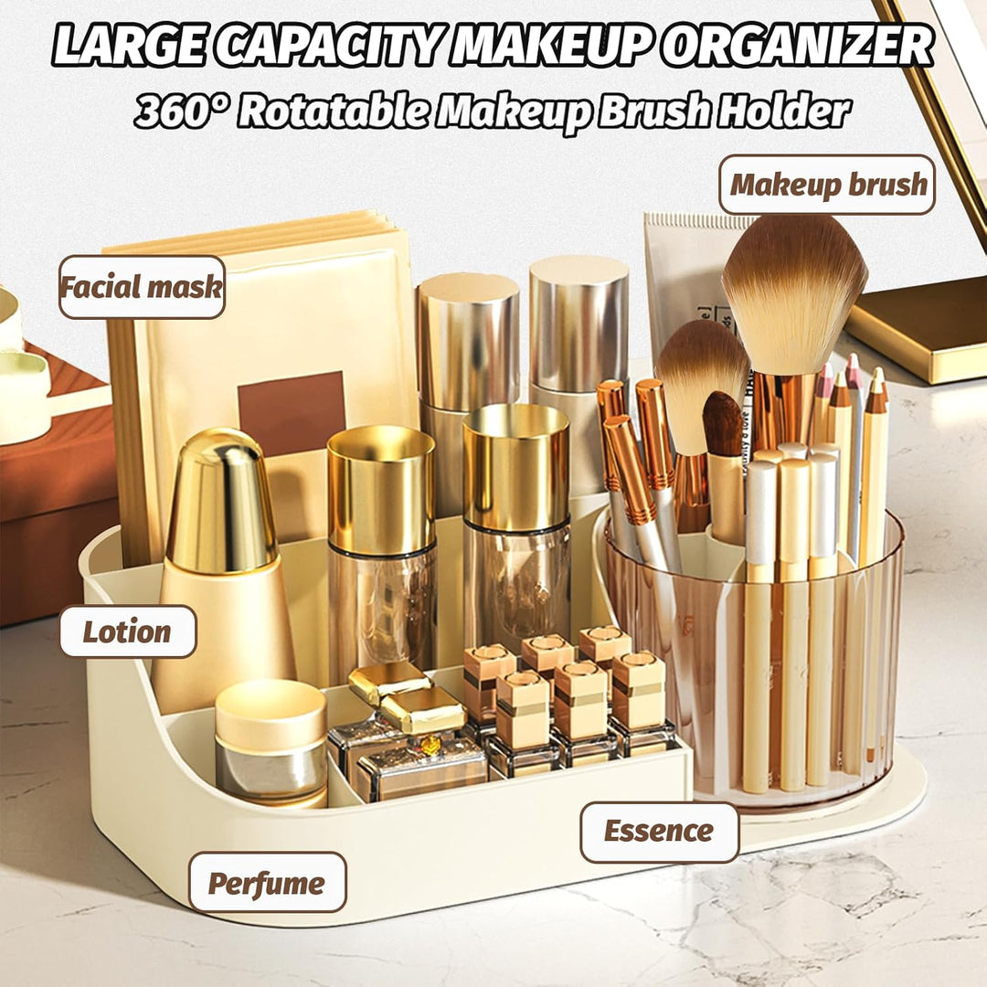 DASITON Make Up Organizer, 360° Drehbarer Make Up Pinselhalter, Kosmetik Aufbewahrung für Schminke,
