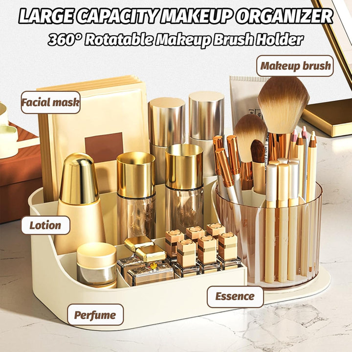 DASITON Make Up Organizer, 360° Drehbarer Make Up Pinselhalter, Kosmetik Aufbewahrung für Schminke,
