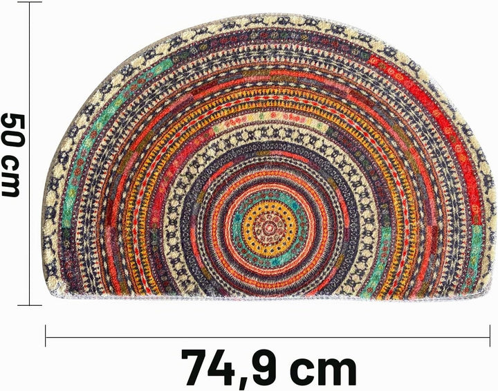 Halbrunde Fussmatte, halbrund, Badezimmerteppich, Mandala, Boho, Boho-Teppich, rutschfest, saugfähig