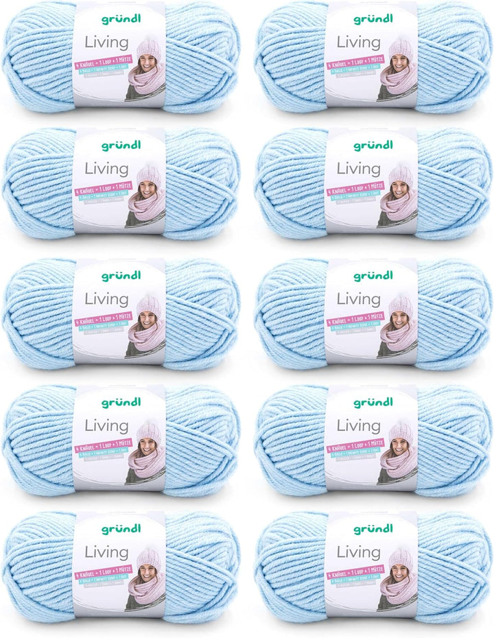 Gründl Garn Living (Strick- und Häkelgarn mit wollartigem Charakter, waschbares Garn aus 80% Polyacr
