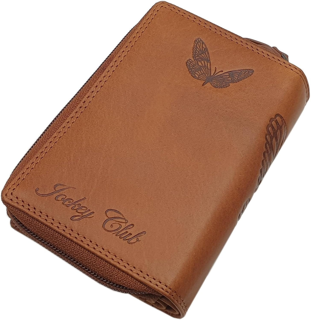 Echt Rindleder Damen Geldbörse/Geldbeutel/Portemonnaie/Geldtasche/Portmonee in Hochformat mit Schmet
