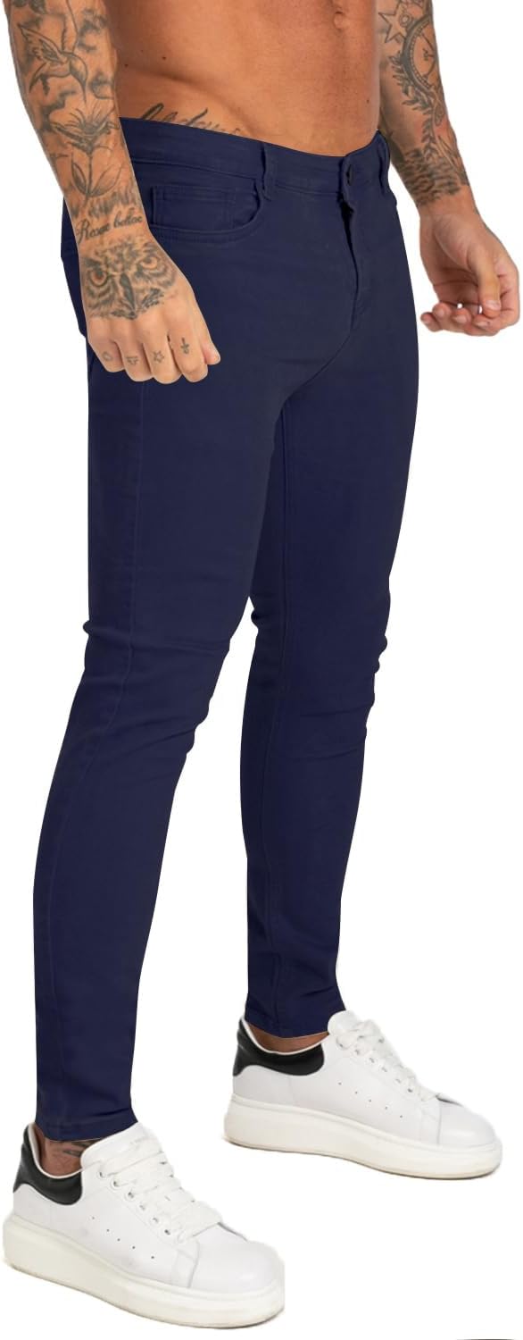 GINGTTO Skinny Jeans Herren Slim Fit Super Stretch Denim Hose Regular Fit 4 Seasons Herrenjeans Blau