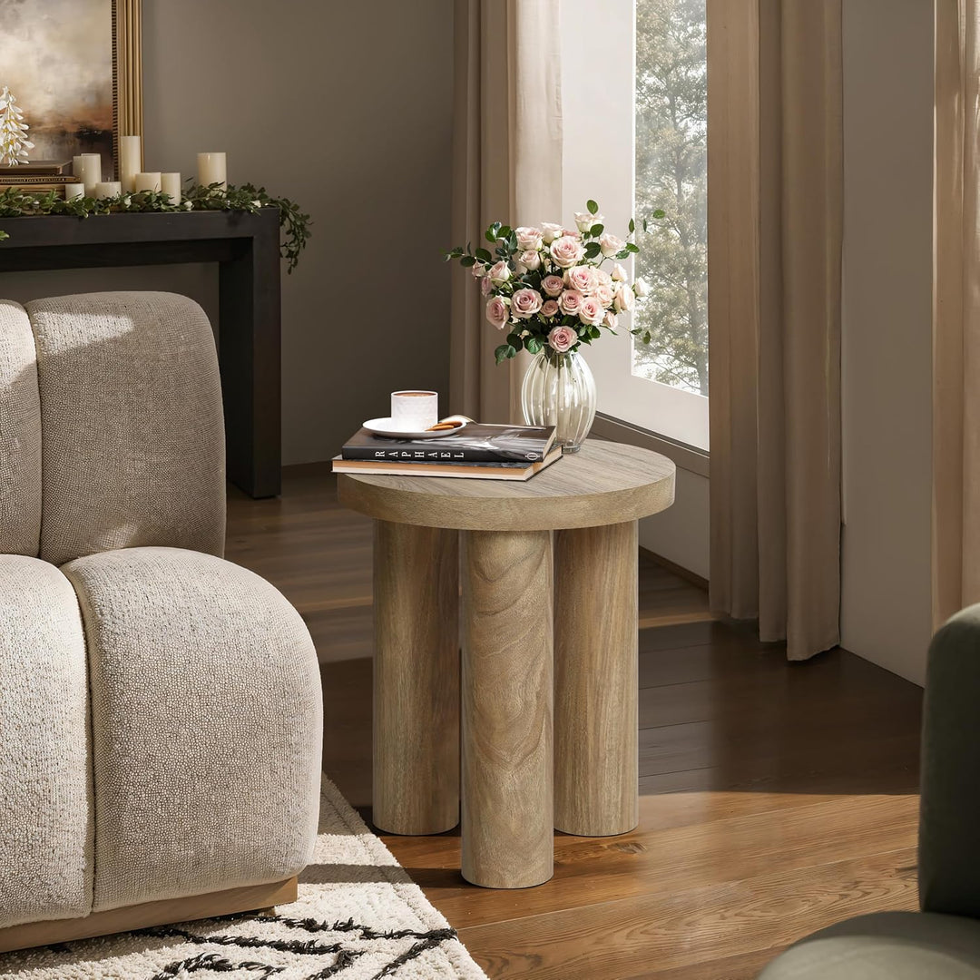 Hpmetopia Beistelltisch Holz, Kleiner Runder Tisch für Wohnzimmer, Nachttisch für kleine Räume, Mode