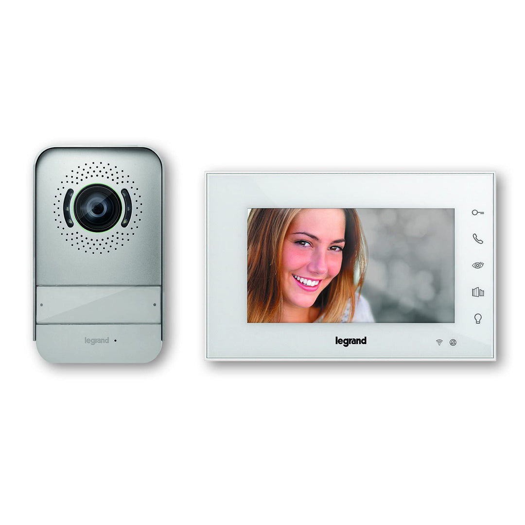 Legrand, Wi-Fi Video-Türsprechanlagen-Set mit 2-Draht-Anschluss, 7-Zoll-Hochglanz-Farbmonitor und We