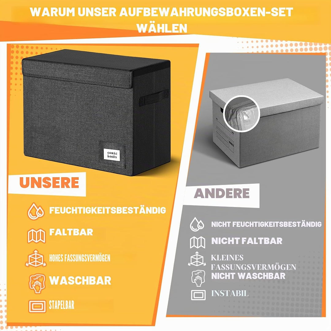 Leffis Comic-Buch-Aufbewahrungsbox, Comic-Buch-Box, 39,4 x 19,1 x 28,7 cm, zusammenklappbar, kurze C